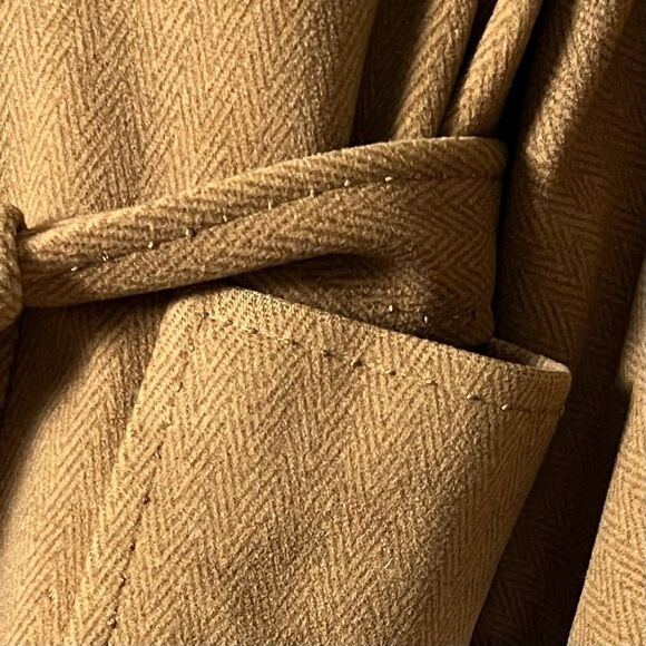 70s CASHMERE WRAP COAT TAN RELAXED MINIMALIST CUSTOM TAILORED XL HERMES XL - Picture 7 of 16